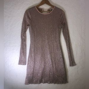 Urban Outfitters Kimchi Blue Midi Shimmer Dress S Rose Gold Metallic Lined Grad